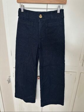 Maeve Navy Wide-Leg Jeans with High Waist